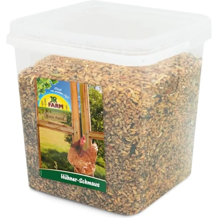 JR FARM Garden Hühner-Schmaus, 5 l Eimer (3,5 kg) - ausgewogene Alleinfuttermischung für gesunde Hühner, stärkt Eierschalen und Federkleid, gentechnikfrei, made in Germany – Bild 1