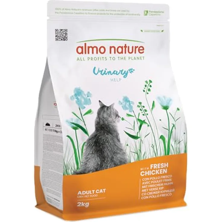 Almo Nature Urinary Help, Katzen-Trockenfutter mit 26% frischem Huhn, Unterstützung des Harnsystems, reduzierte Gehalte an Magnesium, Kalzium und Phosphor, 2kg Beutel