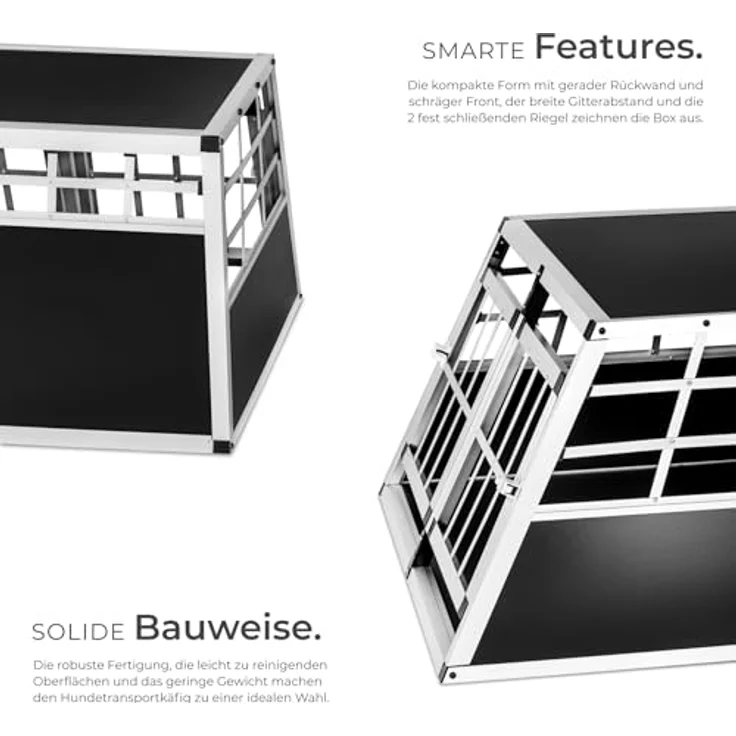 tectake® Hundebox Auto, Aluminium Doppel Hundetransportbox für bis zu 2 Hunde, leicht und stabil, 89 x 69 x 50 cm – Bild 3