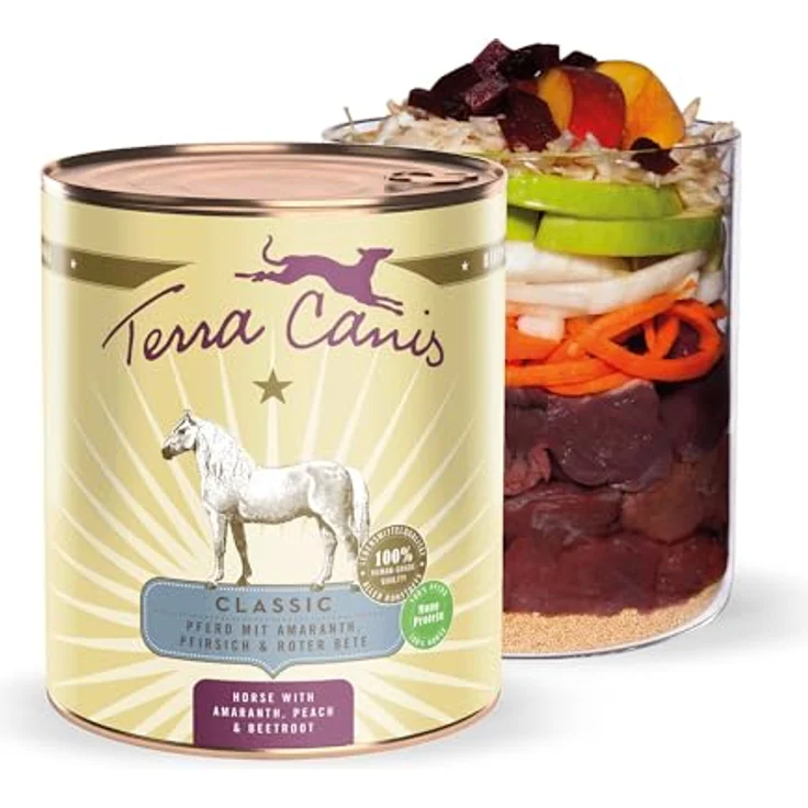 Terra Canis Pferd, Amaranth & Pfirsich - Classic Nassfutter, 800g | Premium Hundefutter in 100% Lebensmittelqualität, allergenarm & glutenfrei – Bild 1