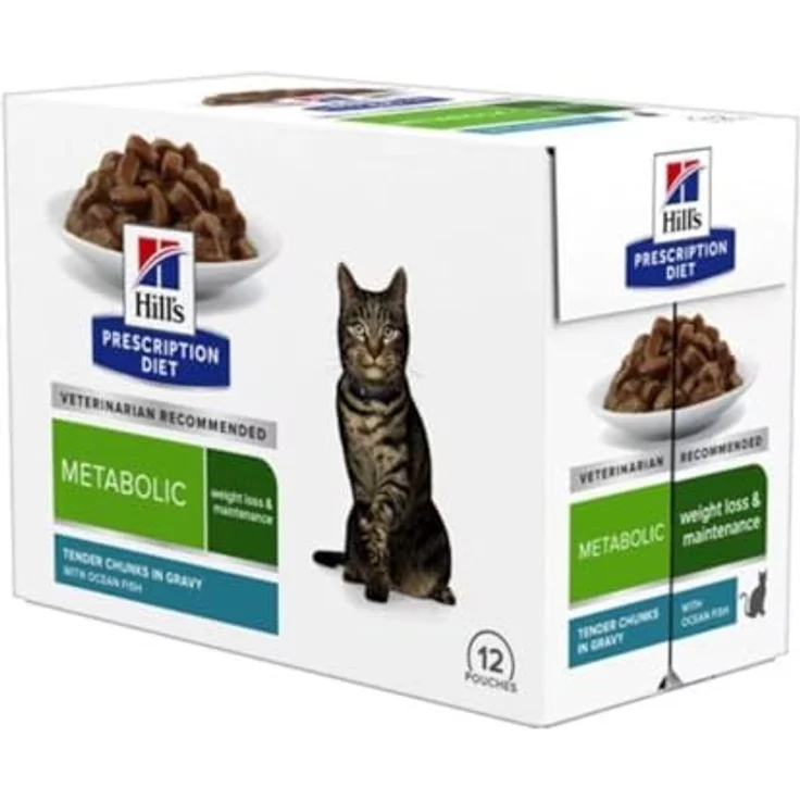 Hill's Prescription Diet Metabolic Weight Management mit Huhn und Meeresfisch, Nassfutter für Katzen, 12x85 g – Bild 2