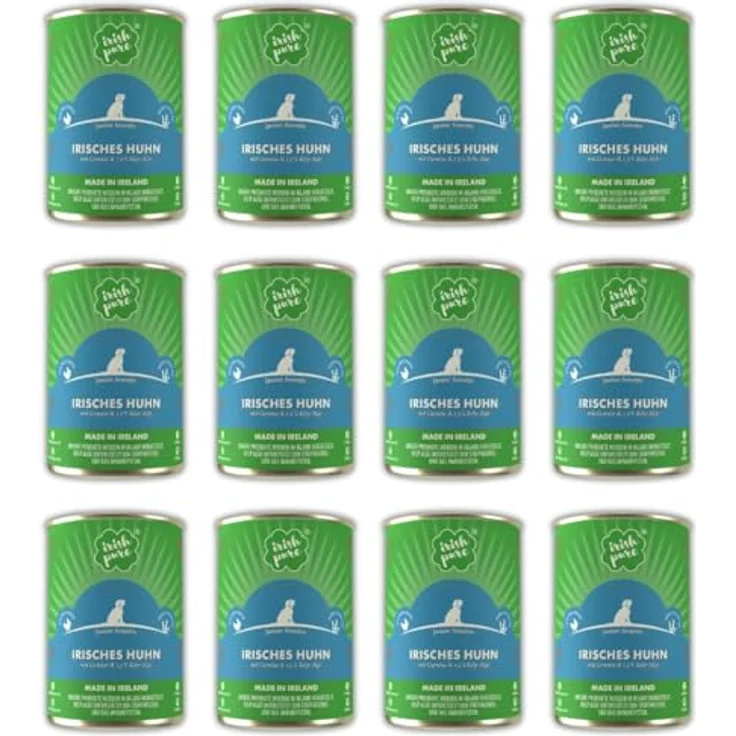 Irish Pure Premium Junior Nassfutter für Hunde, getreidefreies irisches Huhn mit Vitaminen und Superfood Kelp-Alge, 12 x 390g, für alle Rassen – Bild 1