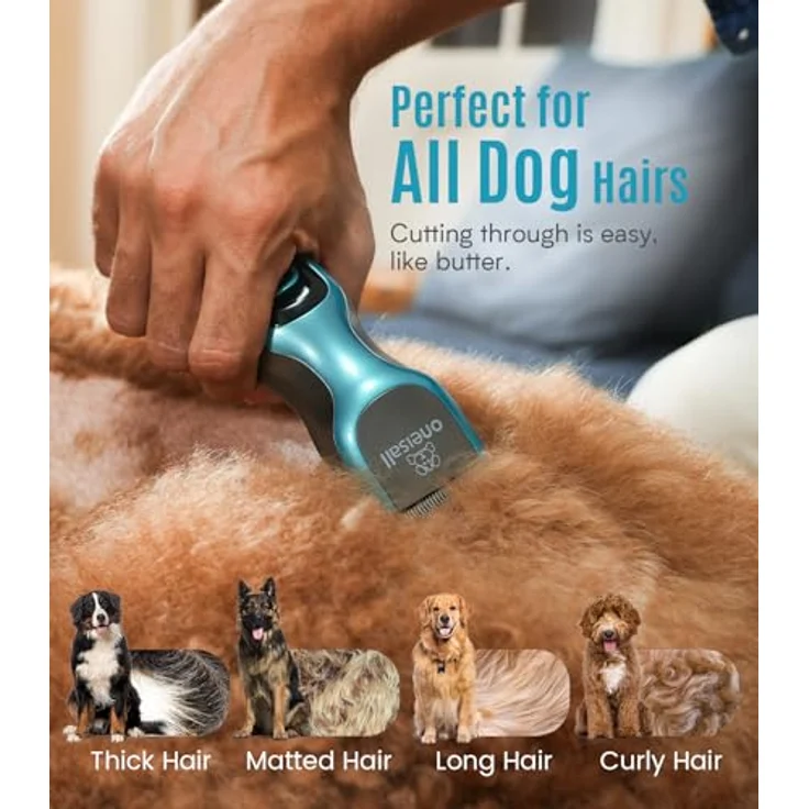 oneisall Leise Hundeschermaschine, Profi Schermaschine für Hunde und Katzen, 7000RPM Motor, geräuscharm <55dB, lange/dicke/verfilzte Haarpflege – Bild 3