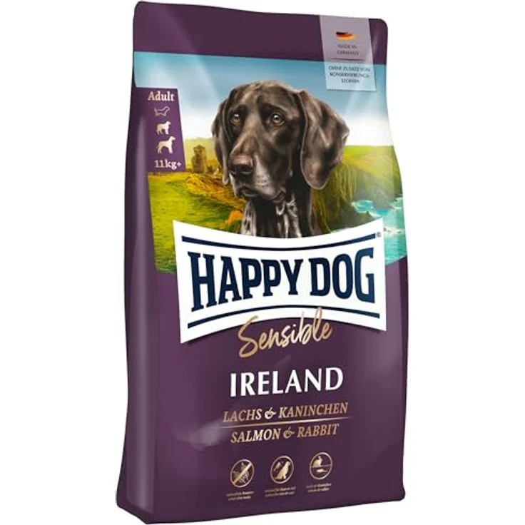 Happy Dog Sensible Ireland, Trockenfutter für ausgewachsene Hunde mit Lachs und Kaninchen, 1 kg – ohne künstliche Zusatzstoffe, Omega-Fettsäuren für gesundes Fell – Bild 1