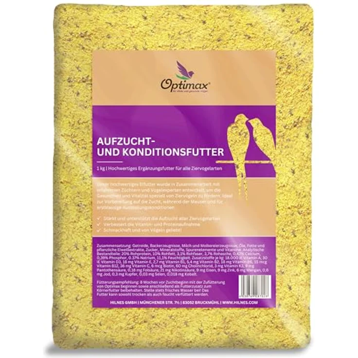 Optimax Kondition- und Aufzuchtfutter für Vögel, 1kg Eifutter für Ziervogelarten, reich an Proteinen und Nährstoffen, ideal für Kanarienvögel und Wellensittiche – Bild 1