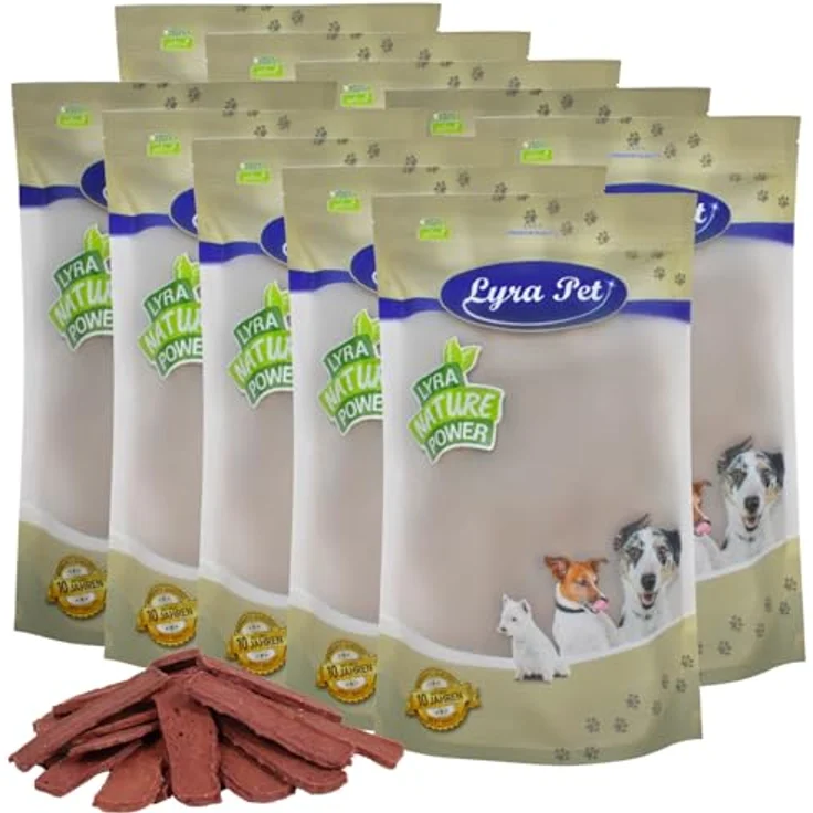 Lyra Pet® Pferdefleischstreifen 10 kg, fettarmer Kausnack für Hunde, schonend getrocknet, ideal für Welpen und Senioren – Bild 1