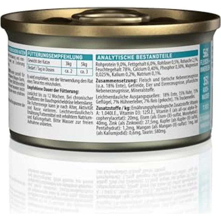 Kattovit Gastro 12 x 85 g, Diät-Nassfutter für Katzen mit Verdauungsproblemen, Ente, hohe Verdaulichkeit, erhöhter Elektrolytgehalt – Bild 6