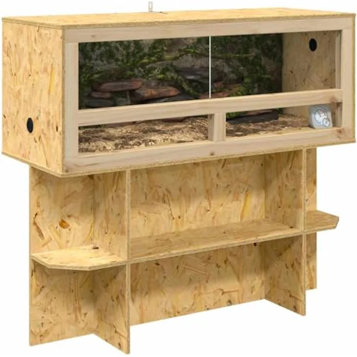 vidaXL Terrarium Braun 100 x 40 x 90 cm, Rechteckiges OSB-Terrarium für Reptilien und Amphibien, pflegeleicht und geräumig – Bild 3