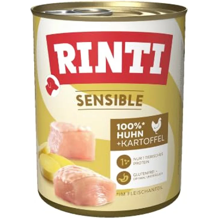 Rinti Sensible 6 x 800 g, Hundefutter für ernährungssensible Hunde, Huhn & Kartoffel, glutenfrei