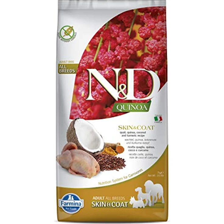 Farmina N&D Quinoa Pellets Hundefutter, Trockenfutter mit Wachtel, ohne Mais, 7 kg, reich an Vitaminen und natürlichen Antioxidantien – Bild 1