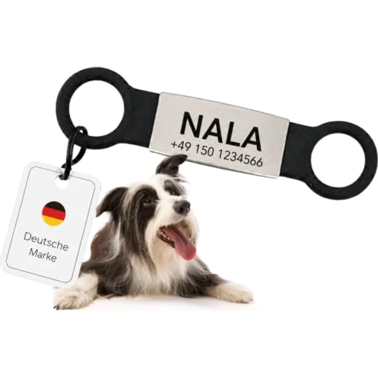 mypfote.com Hundemarke personalisiert für Halsband, Slider mit Gravur, Schwarz, Größe S - Leise, robust und präzise gefertigt, mit dauerhaft lesbarer Gravur für sichere Identifikation – Bild 1
