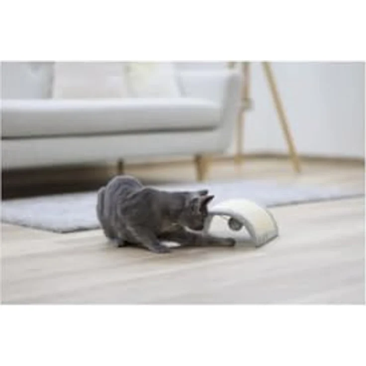 Kerbl Pet Kratzbrett Half Moon, grau, 26x22x11 cm, inkl. Plüschball – Bild 2