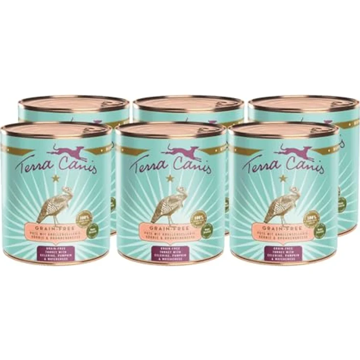 Terra Canis Pute, Sellerie, Kürbis & Brunnkresse, Getreidefreies Nassfutter, 6x800g, Premium Hundefutter in 100% Lebensmittelqualität, allergenarm & glutenfrei – Bild 1