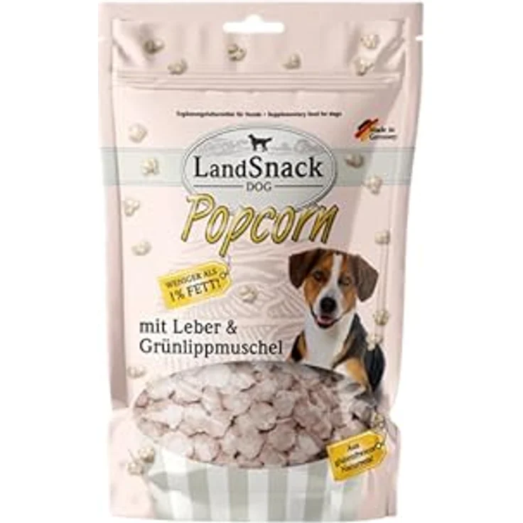 LandSnack Dog Popcorn für Hunde, Reissnack mit weniger als 1% Fett, zuckerfrei und glutenfrei, 12x 100g – Bild 2