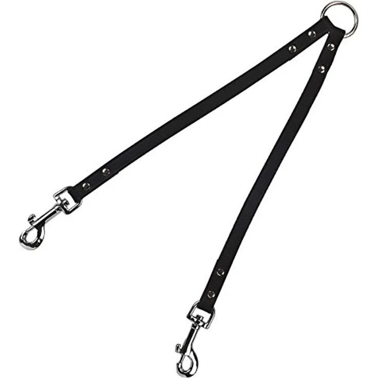 Kerbl Pet VEGAS Koppel, hochwertiges Qualitätsleder, schwarz 12mm / 30cm, für zwei Hunde – Bild 2