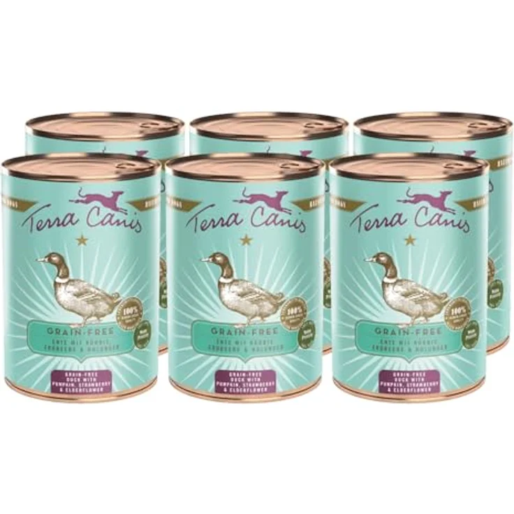 Terra Canis Ente, Kürbis & Erdbeere, Getreidefreies Nassfutter, 6x400g, Premium Hundefutter in 100% Lebensmittelqualität, allergenarm & glutenfrei – Bild 1