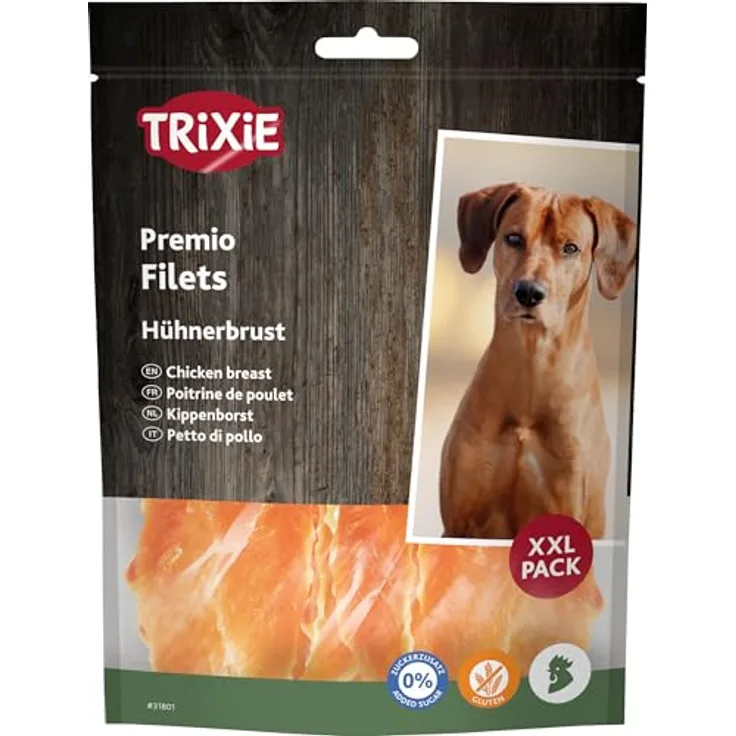 TRIXIE PREMIO Hunde-Chicken Filets XXL 300g, Glutenfreie Premium Hundeleckerli ohne Getreide & Zucker, Hochwertige Belohnung für Training und Zuhause