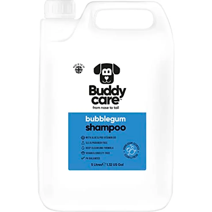 Buddycare Kaugummi-Hundeshampoo, tiefenreinigendes Shampoo mit Aloe Vera und Pro-Vitamin B5, süßer Duft, 5L – Bild 1