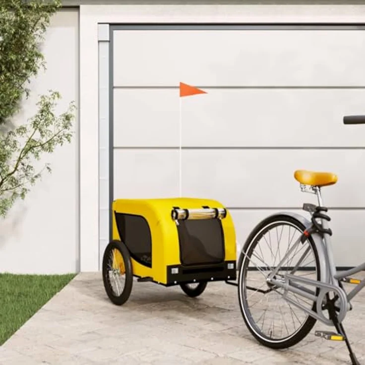 vidaXL Hunde-Transportbox Fahrradanhänger Gelb und Schwarz Oxford-Gewebe Eisen, 45 kg Tragfähigkeit - Preisvergleich – Bild 3