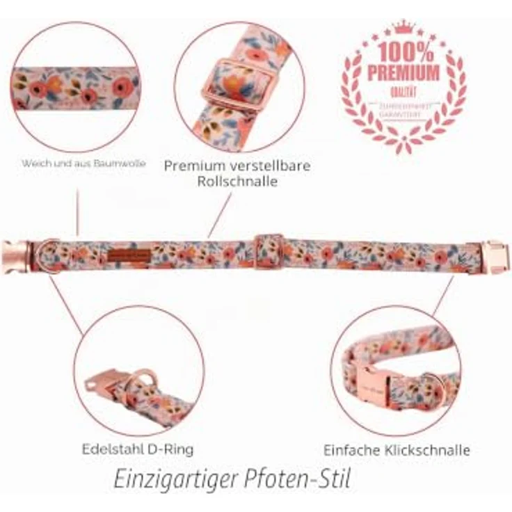Unique Style Paws Hundehalsband mit verstellbarer Fliege, aus Baumwolle, Größen S-M-L, für Hunde und Katzen – Bild 2