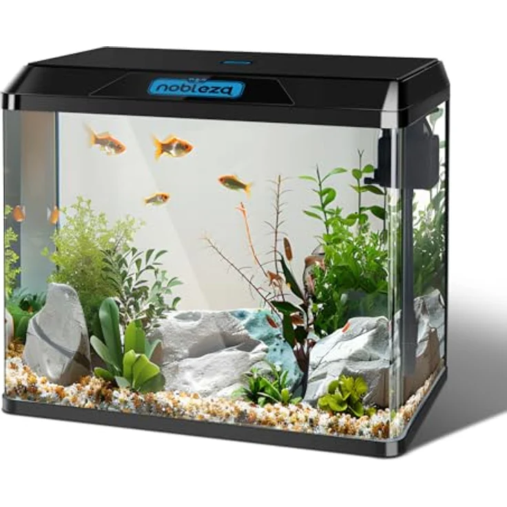 Nobleza 54L Mini Aquarium Komplettset, Nano Aquarium mit LED-Beleuchtung und integriertem Filtersystem, Schwarz – Bild 1
