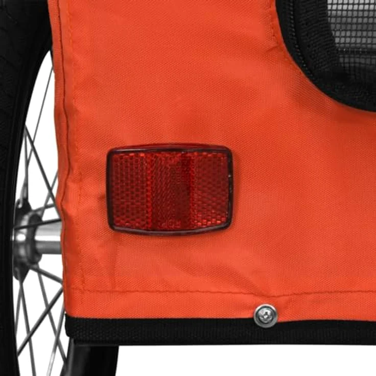 vidaXL Hunde-Transportbox Fahrradanhänger für Hunde Orange Oxford-Gewebe und Eisen, Belastbarkeit bis 30 kg – Bild 5