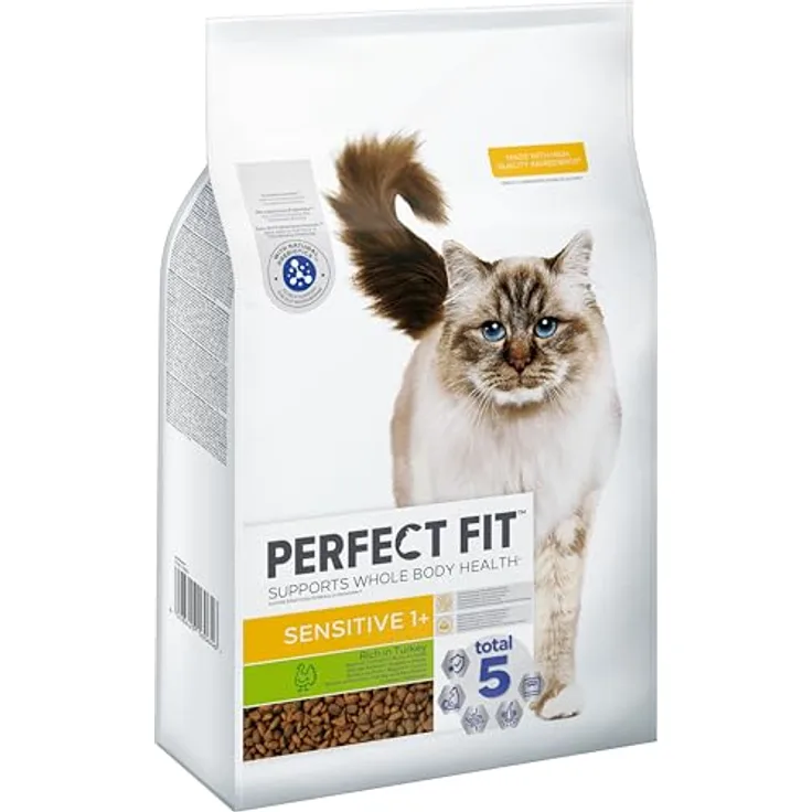 Perfect Fit Adult Trockenfutter für erwachsene, sensitive Katzen ab 1 Jahr – Truthahn, 7 kg, mit Zink, Taurin und Präbiotika für gesunde Haut, Fell und Verdauung