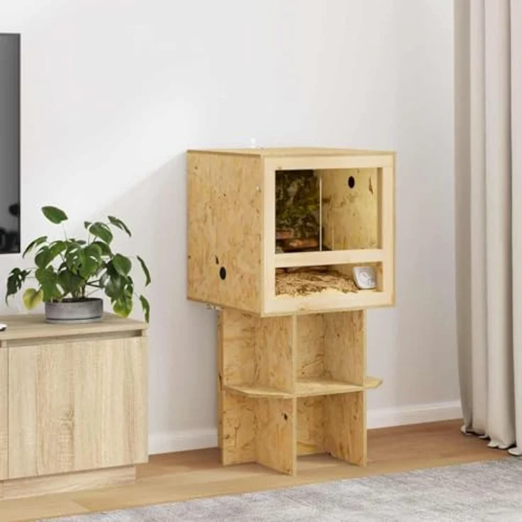 vidaXL Terrarium Braun 50 x 50 x 50 cm, Rechteckiges OSB Terrarium mit robustem Design, Ideal für Reptilien und Nagetiere – Bild 1