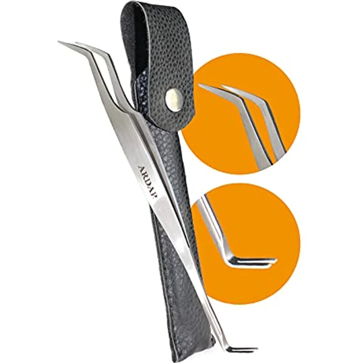 ARDAP Zeckenzange und Zeckenhaken 2in1, Edelstahl im Leder-Etui, effektive Zeckenentfernung für Hunde, Katzen & Menschen – Bild 2
