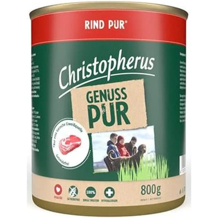 Allco Christopherus Pur Rind, Hunde-Nassfutter mit 70% Rindfleisch, 6x800g