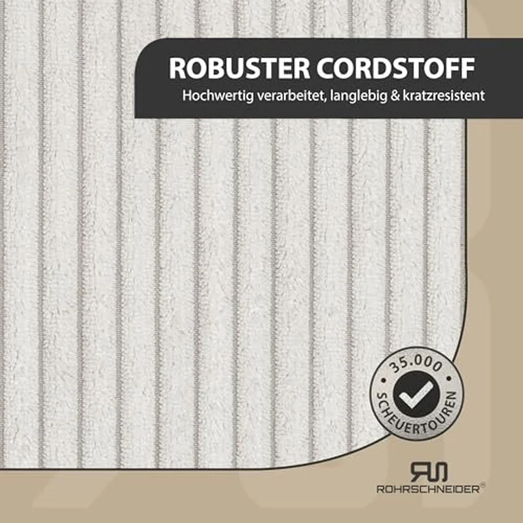 Rohrschneider Hundetreppe für kleine Hunde, rutschfest mit waschbarem Cordbezug, Schaumstofffüllung, beige, Made in EU – Bild 5