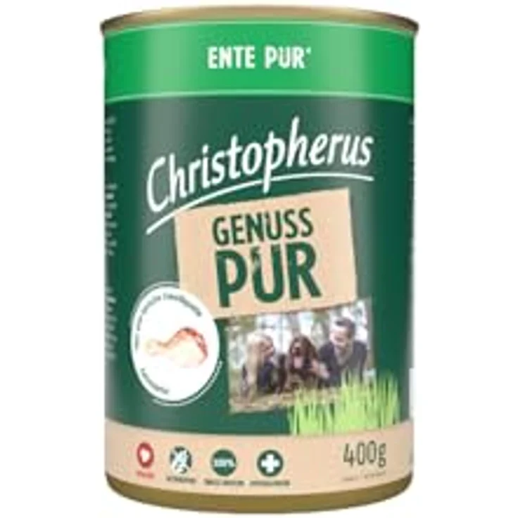 Christopherus PUR Ente, Vollnahrung für Hunde, Nassfutter, 6 x 400 g, getreidefrei, ideal für sensible Vierbeiner – Bild 2