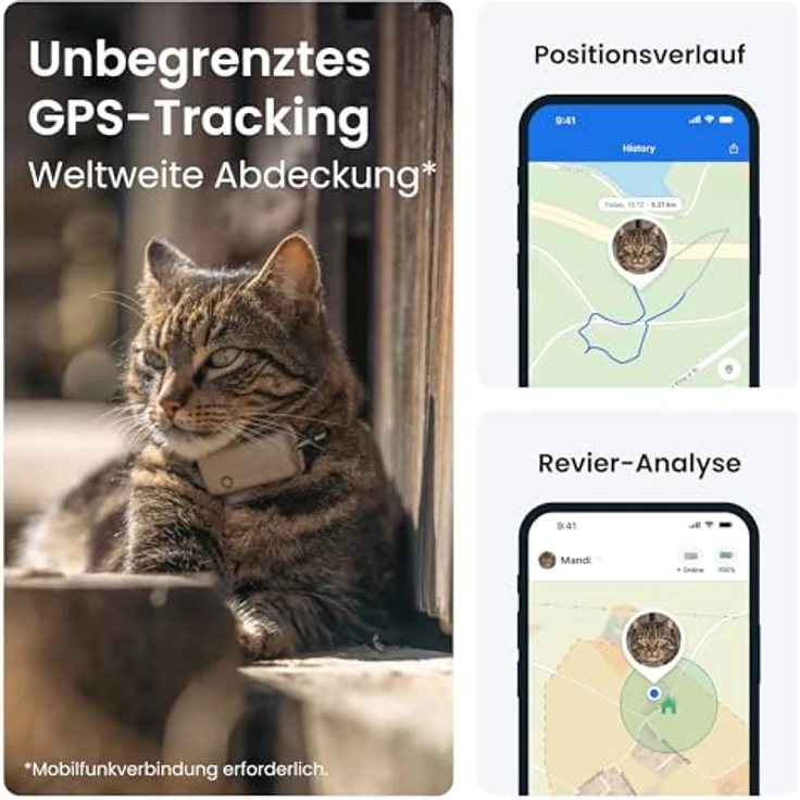 Tractive GPS Mini (One Size, Katze, Allgemein), Halsband + Leine – Bild 2