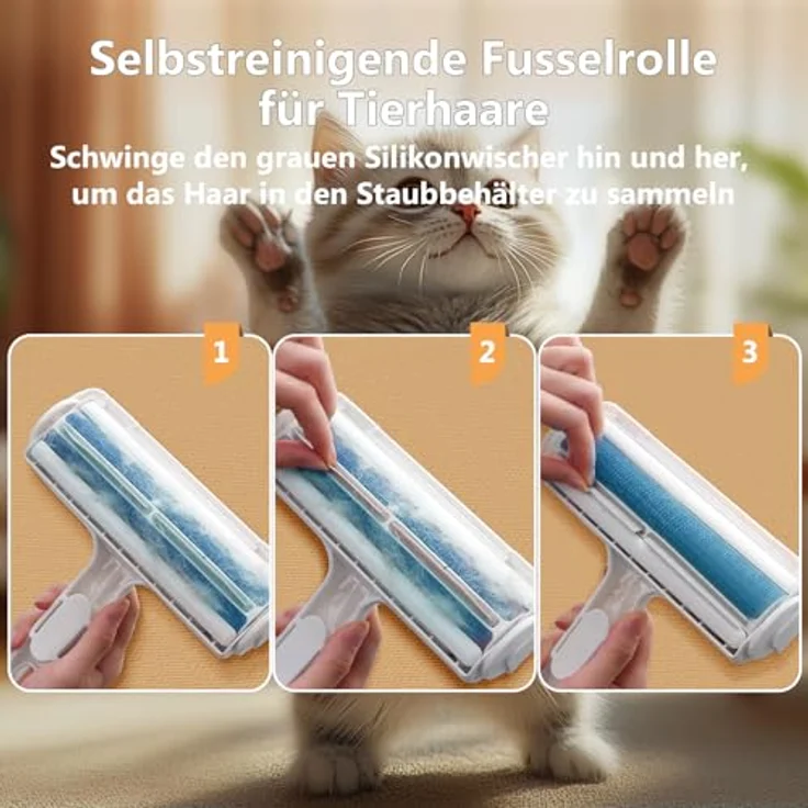 ACE2ACE Tierhaarentferner Fusselrolle, wiederverwendbar für Hunde- und Katzenhaare, weiß – ideal für Sofa, Bett, Teppich und Kratzbaum – Bild 5