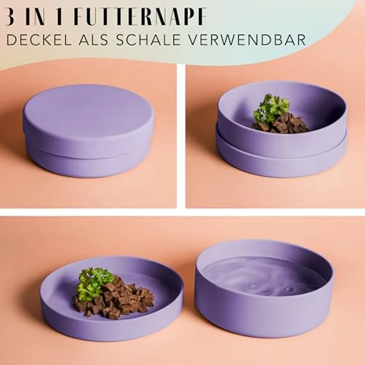 ne&no® Silikon Hundenapf 1200 ml mit Deckel für kleine und mittelgroße Hunde, rutschfest und luftdicht verschlossen, spülmaschinenfest und gefriertauglich – Bild 2