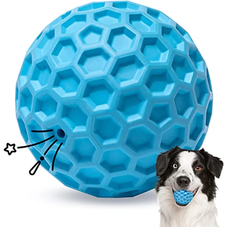 Nobleza Hundeball, Unzerstörbares Hundespielzeug aus Naturkautschuk, Ø 8cm, Quietschend und interaktiv, für mittelgroße bis große Hunde – Bild 1