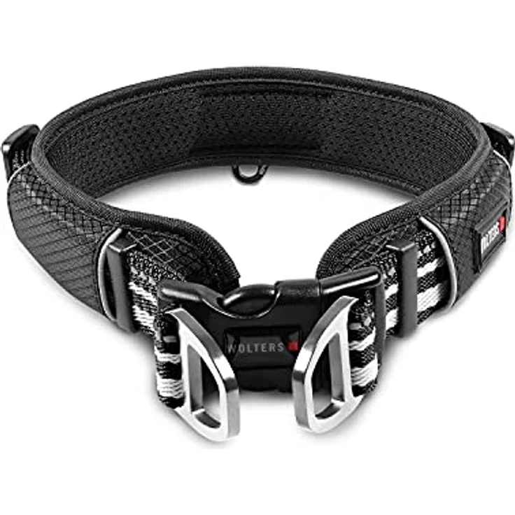 Wolters Active Pro Hundehalsband Gr.3 45-52 cm x 4 cm, champagner/silber, gepolstert mit atmungsaktivem Mesh, reflektierende Nähte, inkl. Leine – Bild 3