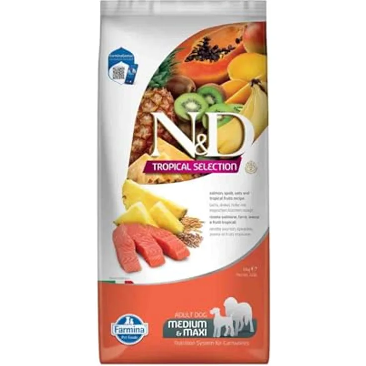 FARMINA ND Dog Tropical Selection Med Maxi Lachs, Trockenfutter für Hunde, 10 kg
