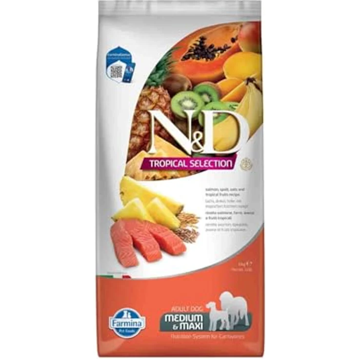 FARMINA ND Dog Tropical Selection Med Maxi Lachs, Trockenfutter für Hunde, 10 kg