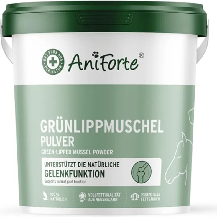 AniForte Grünlippmuschelpulver 1 kg, hochwertiges Ergänzungsfuttermittel für Hunde und Katzen zur Unterstützung der Gelenkgesundheit, getreidefrei