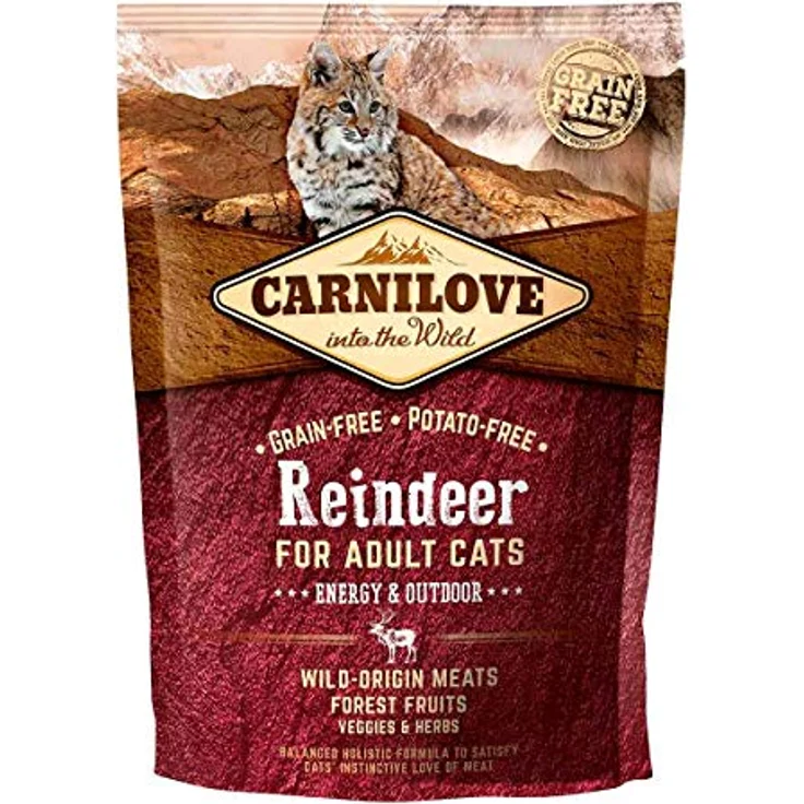 CARNILOVE Carnilove Reindeer Energy & Outdoor Trockenfutter für Katzen, 400 g, Packung mit 16 x 25 g