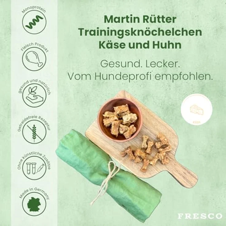 Fresco Dog Trainingsknöchelchen Käse & Huhn 1kg | Getreidefrei & zuckerfrei, Geruchs- & fettarm, Gesunde Hunde-Leckerlis fürs Training – Bild 3