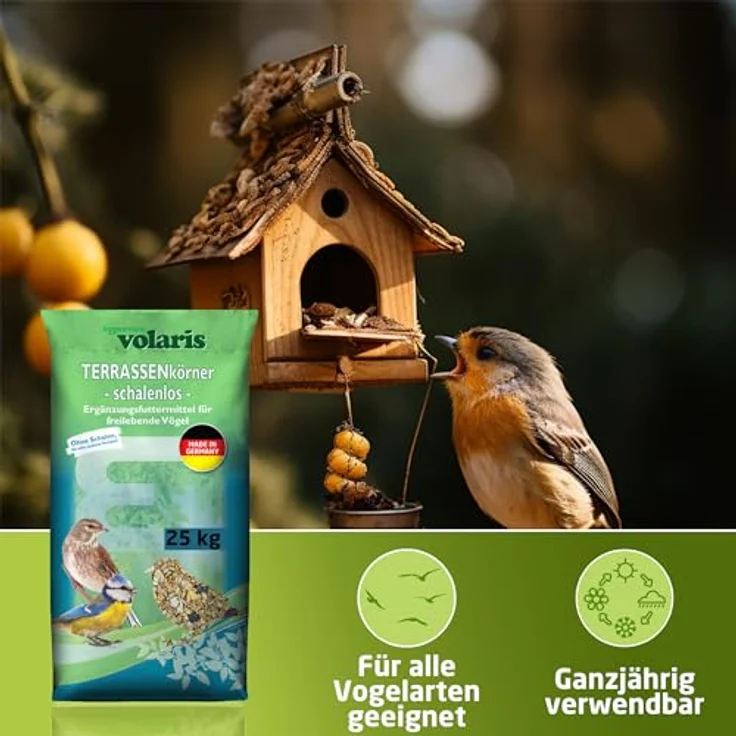 Eggersmann Volaris Terassenmix, 25 kg schalenloses Wildvogelfutter für ganzjährige Fütterung, optimale Energie für alle Vogelarten, perfekt für Balkon & Terrasse – Bild 2