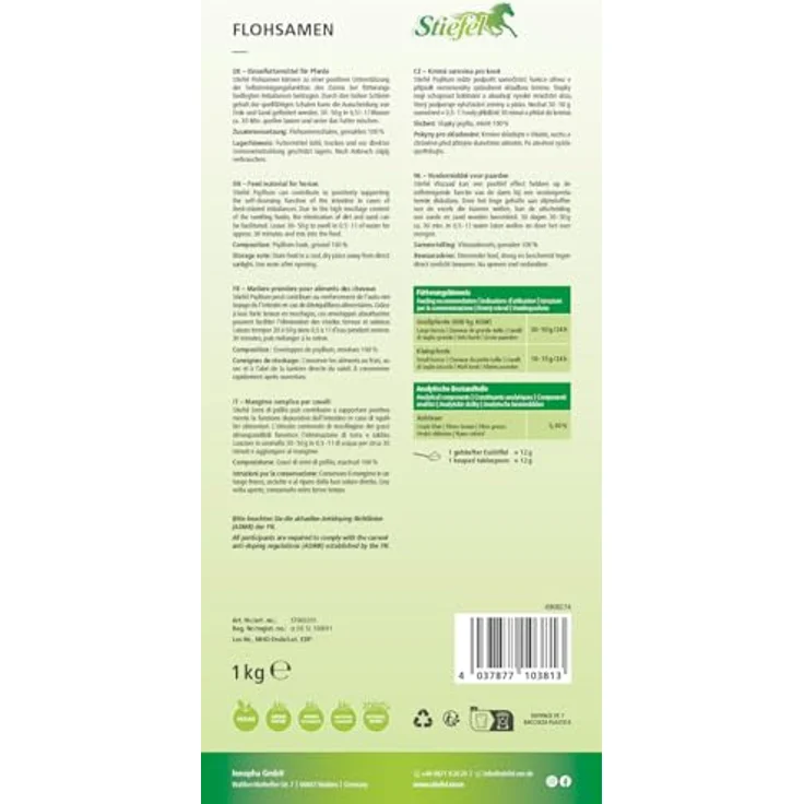 Stiefel Flohsamen für Pferde, 100% naturbelassene indische Flohsamenschalen zur Unterstützung der Darm-Selbstreinigung, 1kg – Bild 3