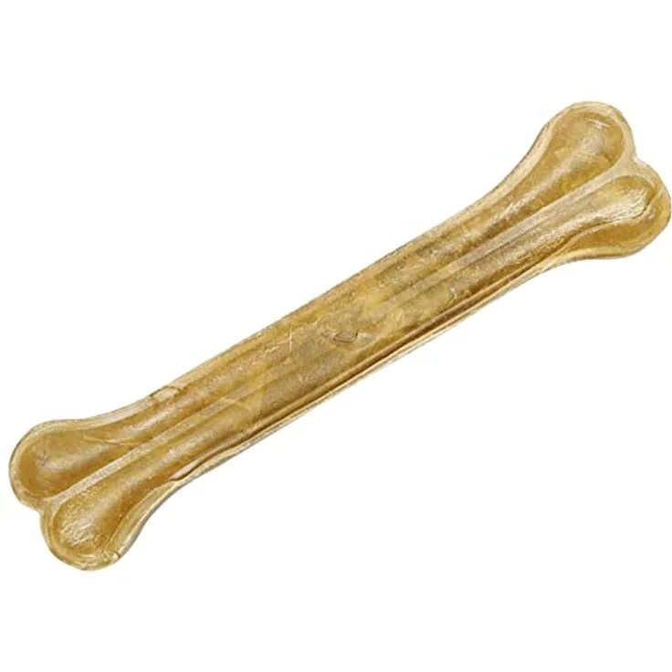 Schecker Kauknochen 1 x 31cm 420g aus gepresster Rinderhaut, 1. Wahl, schwere Qualität für Hunde mit starkem Kaudrang