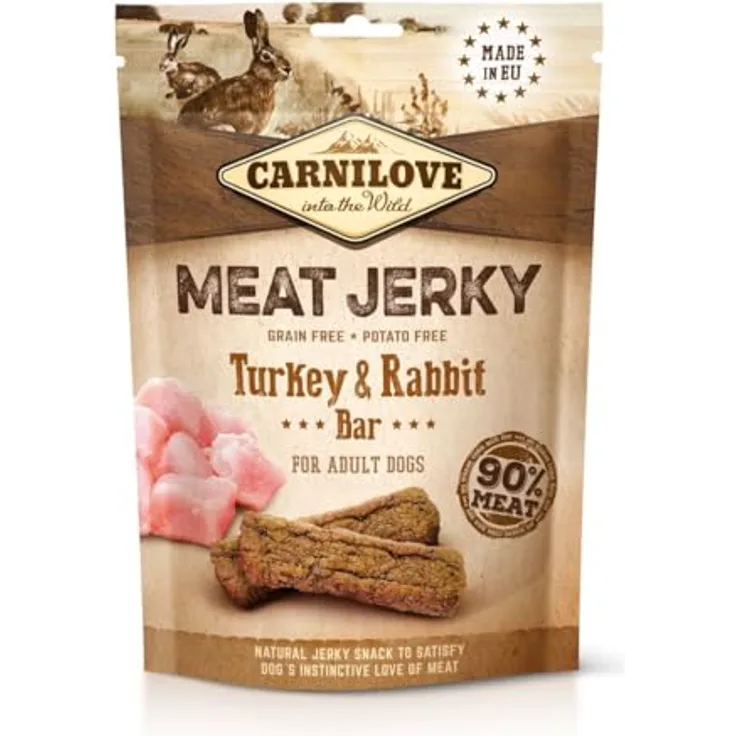 Carnilove Dog Meat Jerky Turkey und Rabbit Bar, Proteinriegel für Hunde, 100g