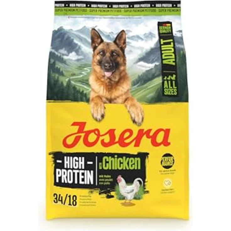 JOSERA Adult High Protein Huhn, Premium Trockenfutter für ausgewachsene & sportliche Hunde, glutenfrei, 3 kg – Bild 1