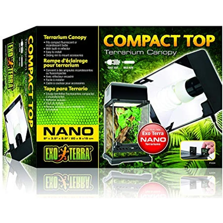 Exo Terra Compact Top, Terrarienabdeckung Nano mit Reflektor für 1 E27 Lampe, 20 x 9 x 15 cm, Schwarz – Bild 2