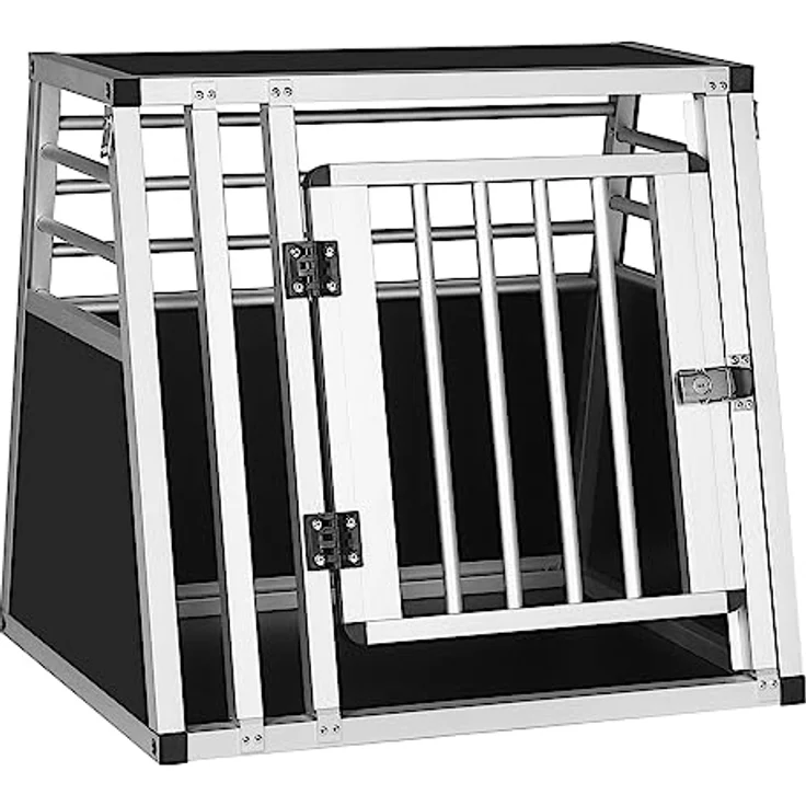 EUGAD Hundetransportbox Alubox, trapezförmige Autotransportbox für kleine/mittlere Hunde und Katzen, 60x50x55cm, stabil und leicht zu reinigen – Bild 1