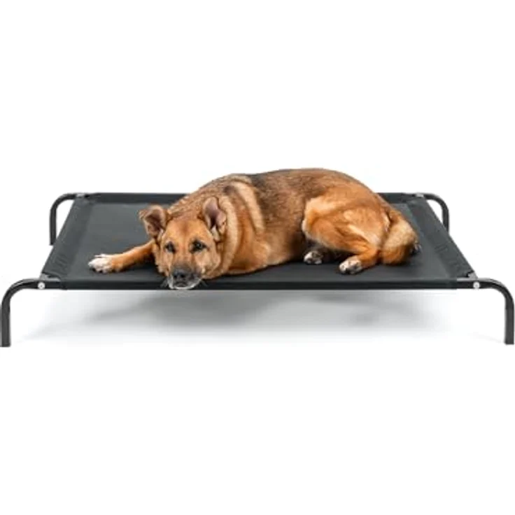lionto Hundebett aus Textilene-Stoff, (L) 100 x 76 cm, schwarz, belastbar bis 70 kg – Bild 1